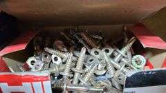 Shelving Unit With Contents: Screws, Washers, Spring Nuts, Fasteners, Screw Anchors and More