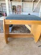 Bench, 2) Oak Canvas Folding Camp Chairs