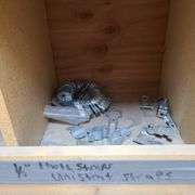 Contents of Shelves: Adaptabel, Door Release, Back Box, Metal Brackets, BX Connectors, Grounding Bus