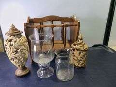 Magazine Holder, and Assorted Vases