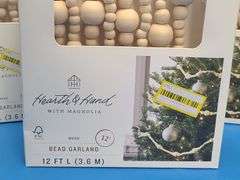 Christmas Garland, Ribbon, 2) Marble and Wood Trees, Christmas Tree Pillows