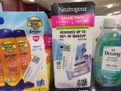 Banana Boat Sun Screen, Neutrogena Makeup Remover, Downy Rinse & Refresh, ROC Deep Wrinkle Serum