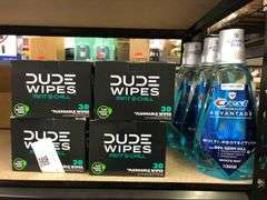 4) Dude Wipes, 3) Crest Mouthwash