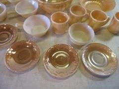 Fire King Peach Luster Bowls, Cups, Saucers