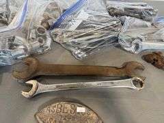 * Asbestos Sad Iron Door Stop, Wrenches, Chain Link Breaking Tool, Screwdrivers, Gear Wrench Service