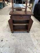 Wooden Side Table with Drawer, Wooden Sewing Box