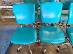 4) Teal Rolling Office Chairs