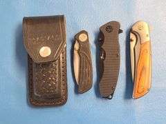 4) Folding Pocket Knives, 1) Leather Sheath