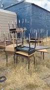 2) Tables, Assorted Student Chairs, 4) Desks, 3) Office Chairs