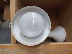 Contents of Bins: Sockets, Transformers, Magnetic Ballasts, Light Bulbs, Pull Chain Lamp Holder and 