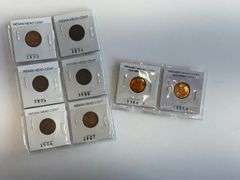6) Indian Head Cents, 2) Brilliant Uncirculated Old Wheat Cents