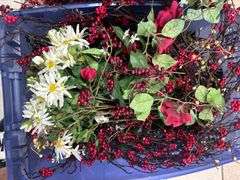 2) Totes of Faux Flowers, Decor