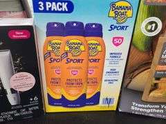 Dove Men Care, Banana Boat Sun Screen, Nexxus Leave-In Spray, Braun Mini Shaver