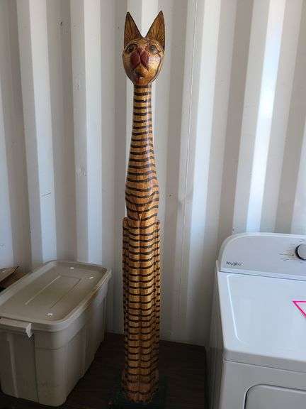 Wood Cat Statue 5' Tall