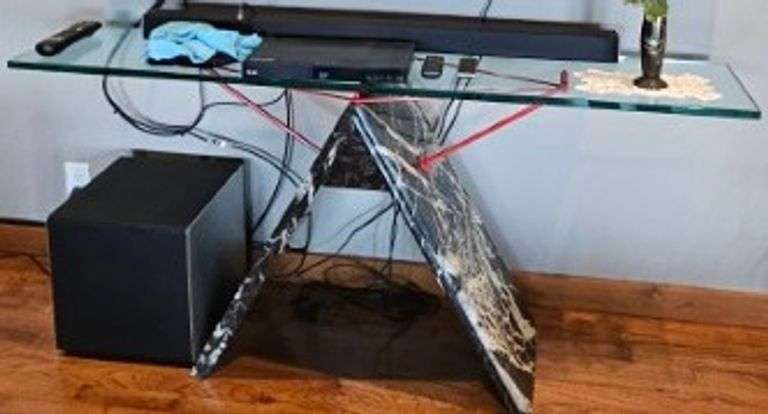 Marble and Glass Top Hall Table