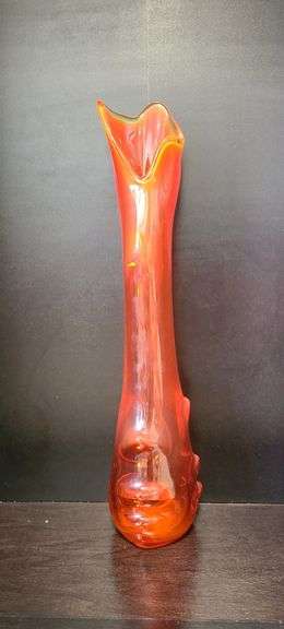 Viking Glass Persimmon Swung Vase (Glows)