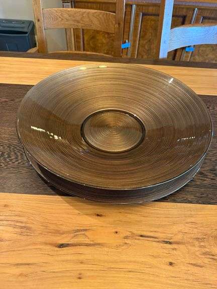 Titan Large Glass Gold Plate and Bowl