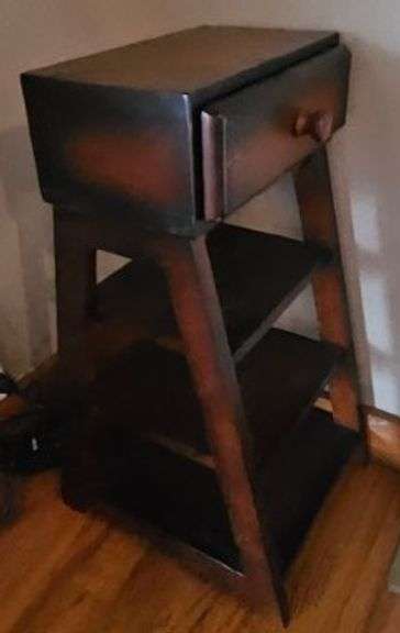 Tiered Dark Wood Occasional Table with Drawer