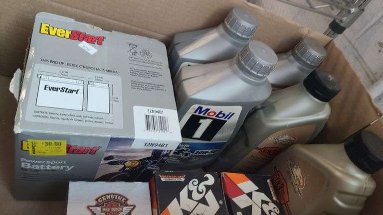Harley Davison Oil and Other Assorted Items