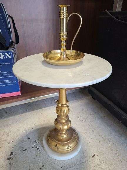 Side Table, Brass Candle Holder