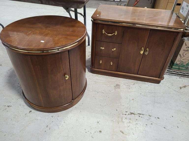 Round Side Table, Media Cabinet