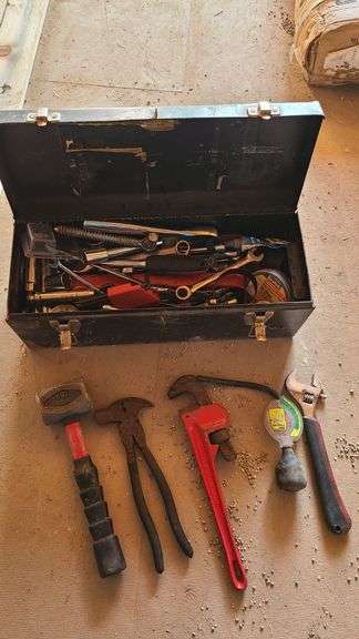 Toolbox with Contents: Hammers, Screwdrivers, Pliers, More