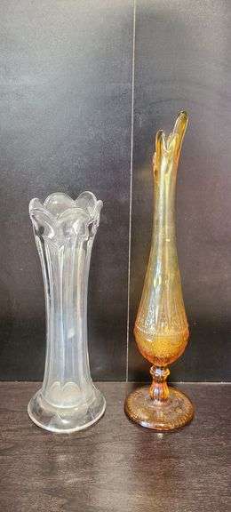 Amber Swung Vase, Clear Manganese Vase