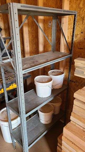 Shelf, 4) Buckets of Fertilizer
