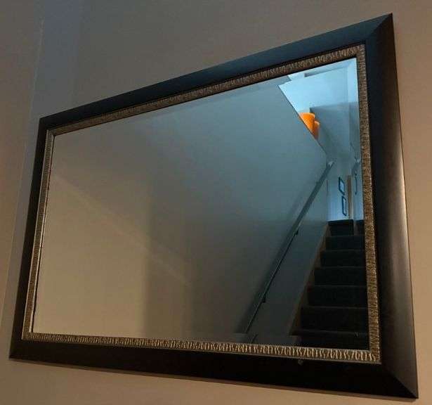 Black and Gold Trimmed Square Mirror