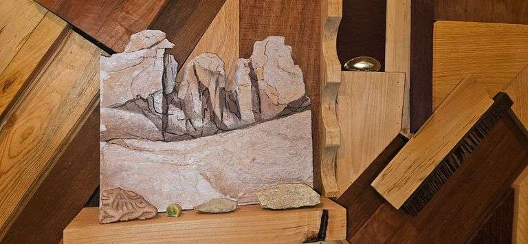 Carved Rocks, Shells, Carved Wood Art