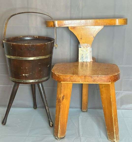 Vintage Barrel Sewing Box and What Not Chair
