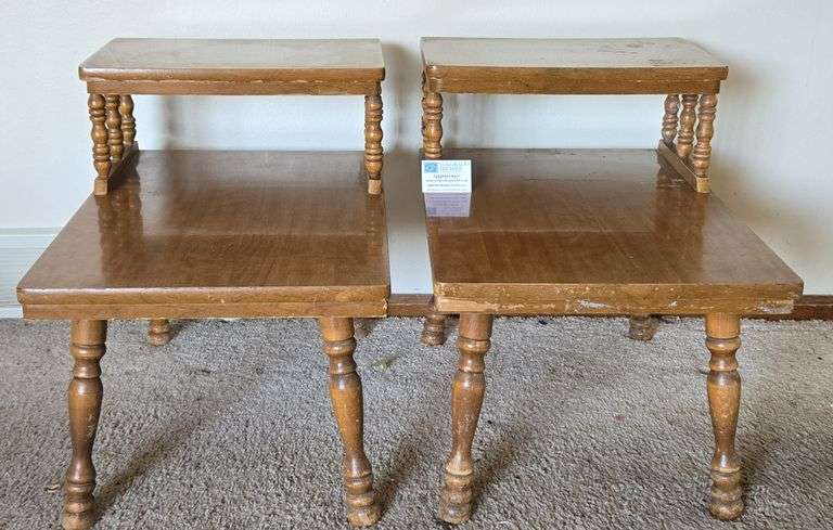 Pair of Vintage Two Tier End Tables