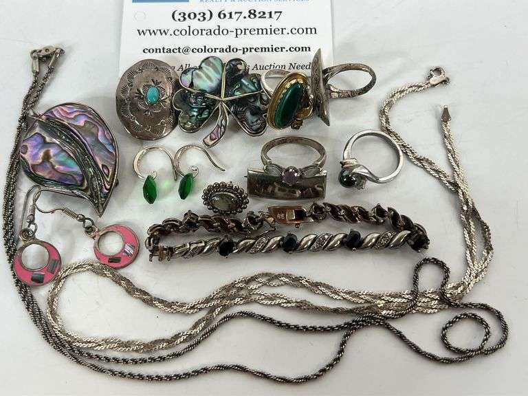 Sterling Silver, Jewelry, Chains, Bracelet, Earrings, Brooches