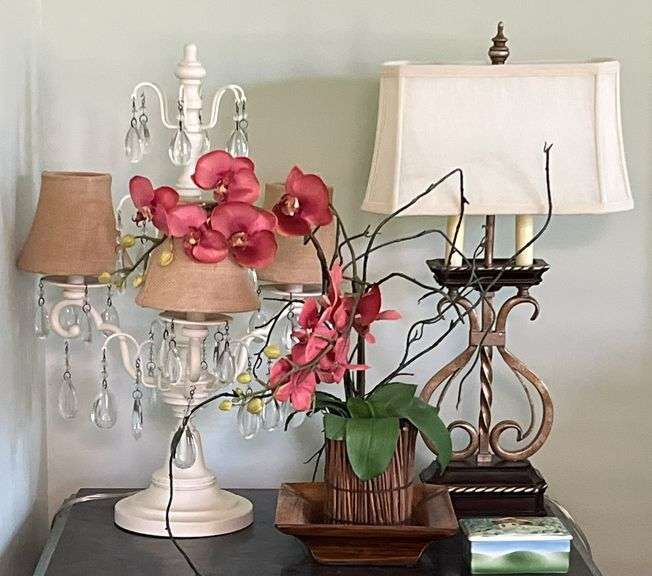 Pottery Barn, Table Lamps, Decorative Flower Display, Trinket Box