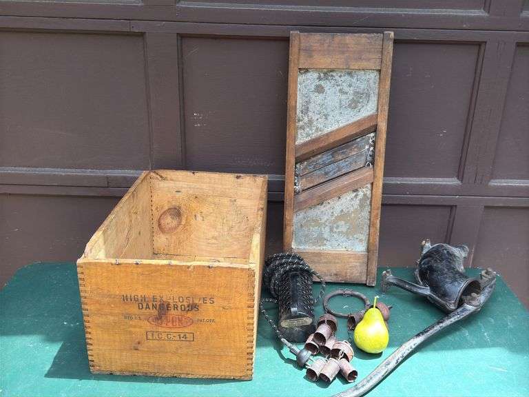 Antique Crate and Household Items