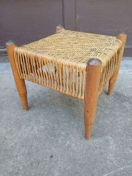 Vintage MCM Rattan Footstool