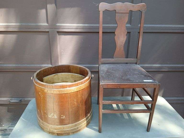 Antique Children's Chair and Vintage Magazine Holder