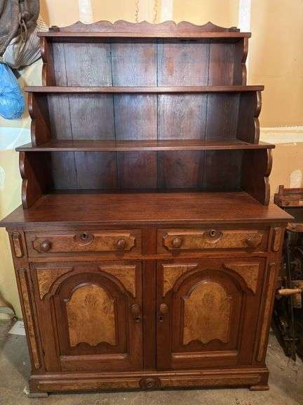 Vintage Wood Hutch Buffet