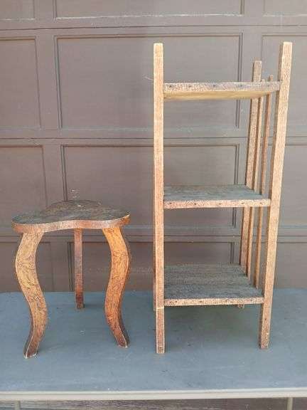 Vintage Burned Wood Plant Stands