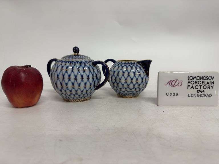 Lomonosov, Russia Porcelain Cream, Sugar Set