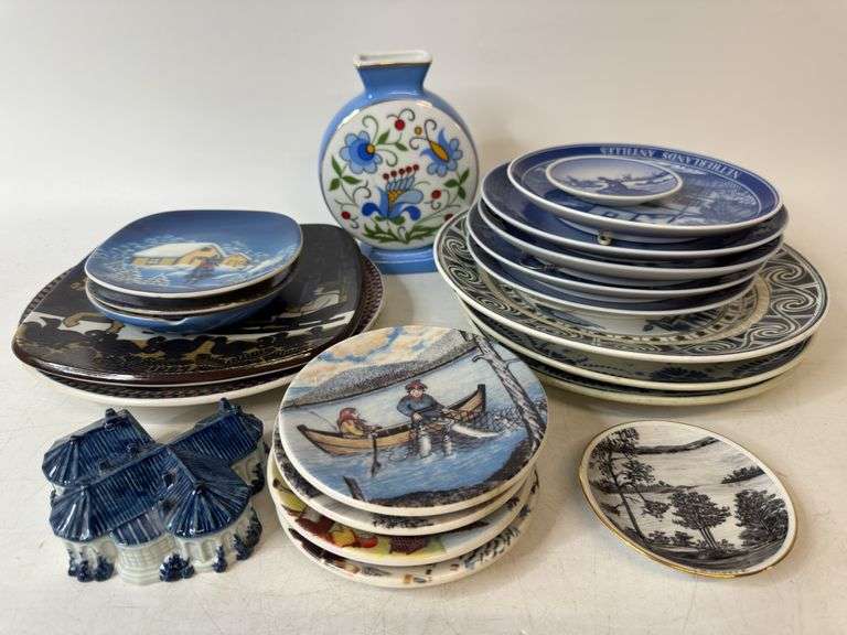 Denmark, Royal Copenhagen, Delft, Finland, Lubiana, Plates, Vase, Ashtray