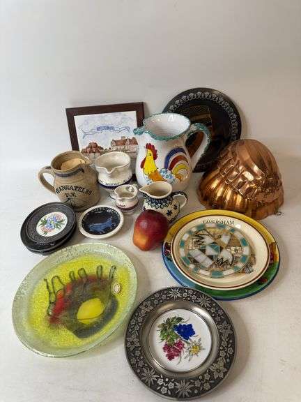 Revere Ware, Crowfly Pottery, Copper Molds, Wall Plates, Pitcher, Hotel Souvenirs