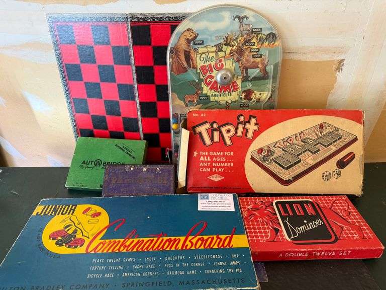 Marx, Lion Dominoes, Auto Bridge, Vintage Board Games