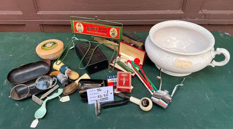 Vintage Driving Googles, Razors, Pipe