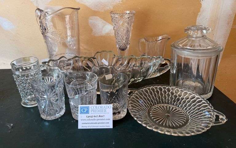 Vintage Glass Pitcher, Biscuit Jar