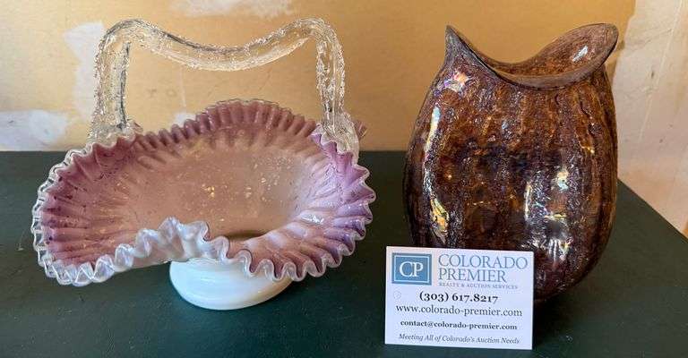 Art Glass Basket, Vase