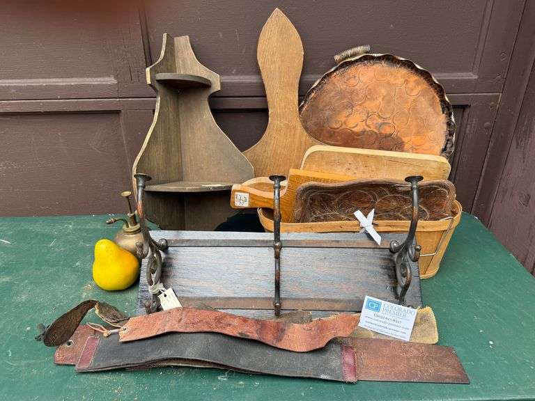 Copper Tray, Wood Shelves