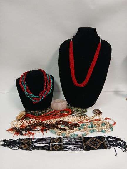 Stone, Coral, Shell Beaded Necklaces
