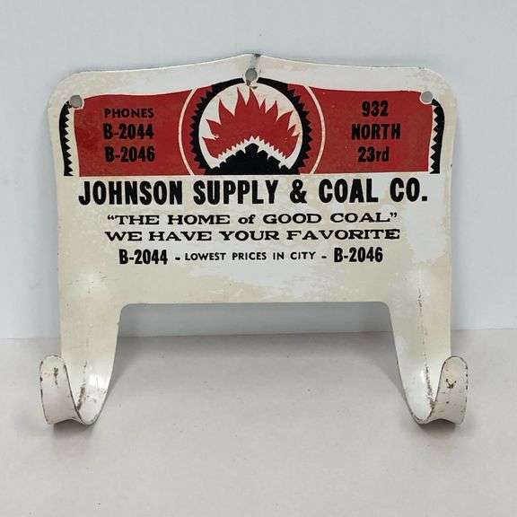 Johnson Supply & Coal Co. - Metal Advertising Towel Holder
