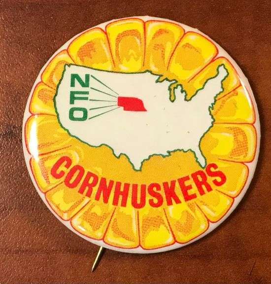 NFO - Cornhuskers - Nebraska - Advertising Pin Back Badge